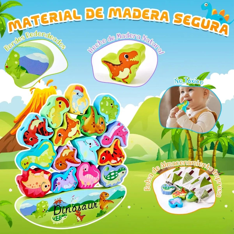 JUEGO DIDACTICO DE APILAMIENTO DE DINOSAURIOS PARA NIÑOS - 4