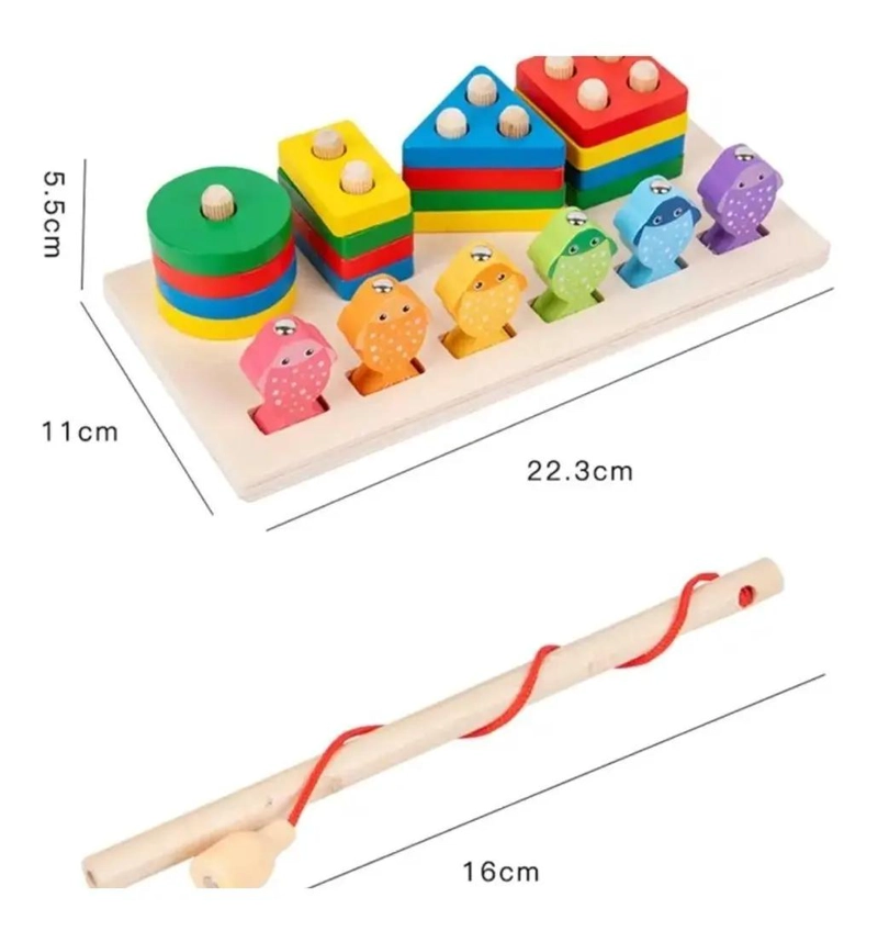 JUEGO DE PESCA DE MADERA PARA APRENDIZAJE INFANTIL - 10
