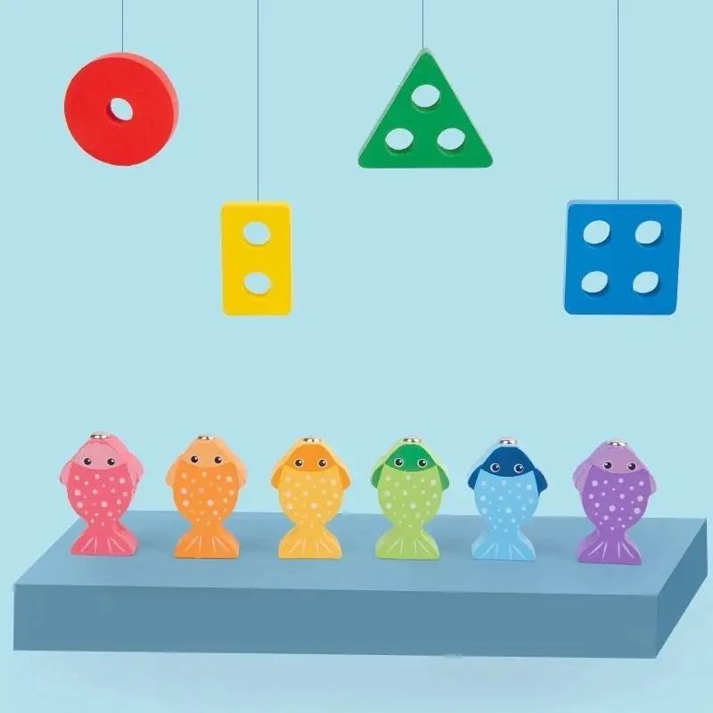 JUEGO DE PESCA DE MADERA PARA APRENDIZAJE INFANTIL - 7
