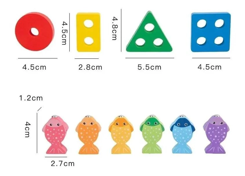 JUEGO DE PESCA DE MADERA PARA APRENDIZAJE INFANTIL - 8