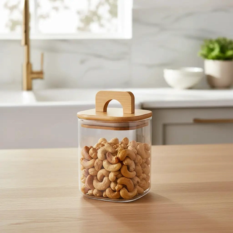 SET DE 4 FRASCOS DE ALMACENAMIENTO CON TAPA DE BAMBU - 1