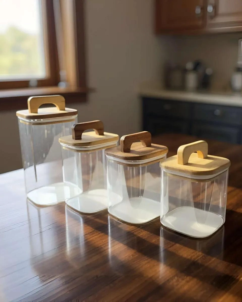 SET DE 4 FRASCOS DE ALMACENAMIENTO CON TAPA DE BAMBU - 5