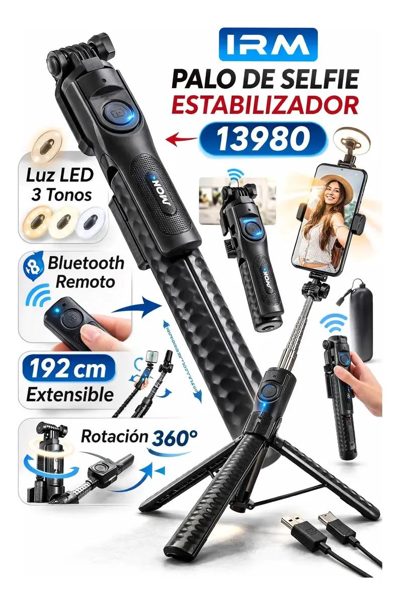 TRIPODE PARA SELFIES CON CONTROL REMOTO Y ALTURA AJUSTABLE - 2