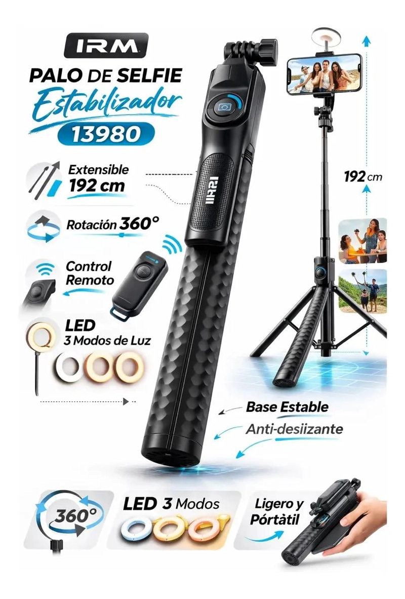 TRIPODE PARA SELFIES CON CONTROL REMOTO Y ALTURA AJUSTABLE - 4