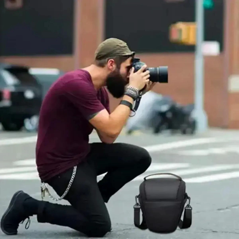 BOLSO ACOLCHADO PARA CAMARA FOTOGRAFICA DSLR CON LENTE - 9