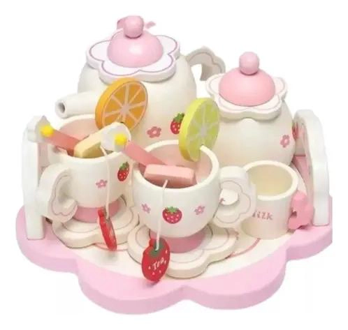 JUEGO DE TE  MINIATURA DE MADERA PARA NIÑOS Y NIÑAS - 1