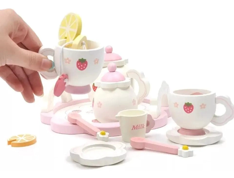 JUEGO DE TE  MINIATURA DE MADERA PARA NIÑOS Y NIÑAS - 9