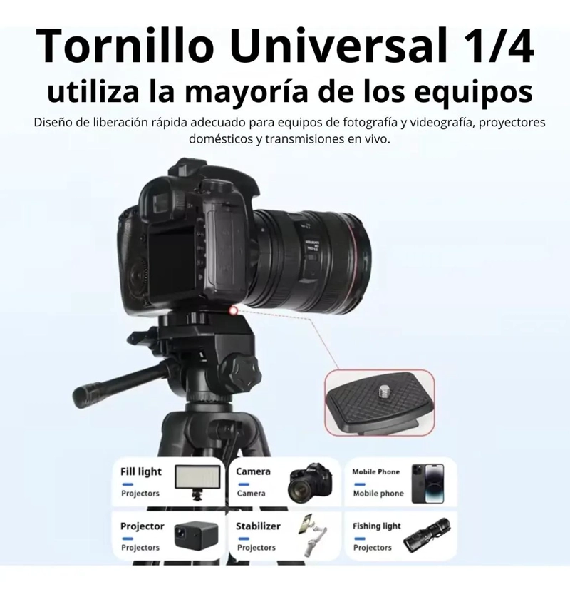 TRIPODE PROFESIONAL PARA CAMARAS Y SMARTPHONES DE 1.6 METROS - 3