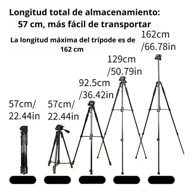 TRIPODE PROFESIONAL PARA CAMARAS Y SMARTPHONES DE 1.6 METROS - 5