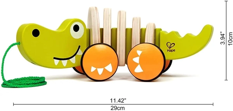 COCODRILO DE MADERA DIDACTICO PARA ARRASTRE CON COLA MOVIL - 4