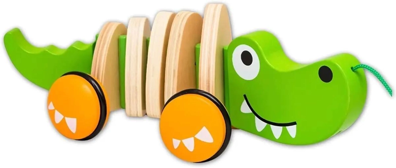 COCODRILO DE MADERA DIDACTICO PARA ARRASTRE CON COLA MOVIL - 5