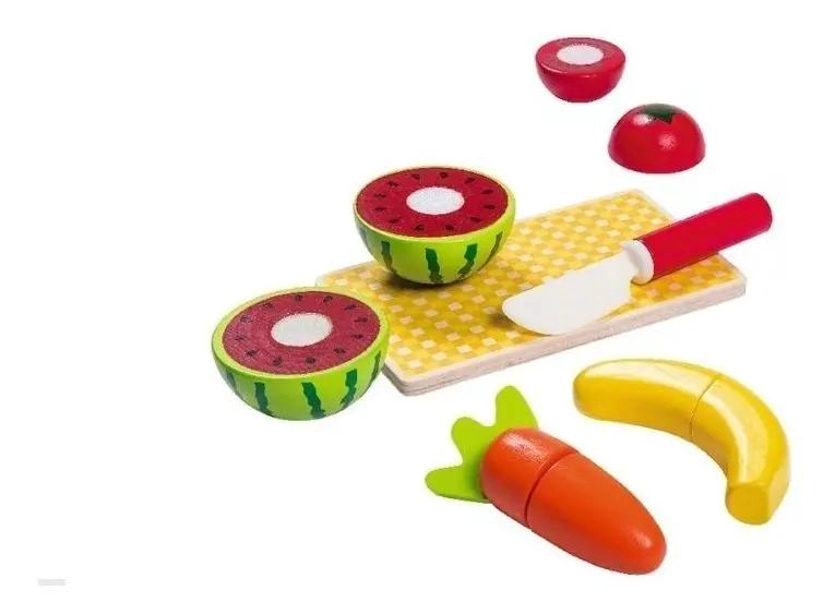 COCINA JUGUETE DIDACTICO DE MADERA CON FRUTAS Y VERDURAS - 3