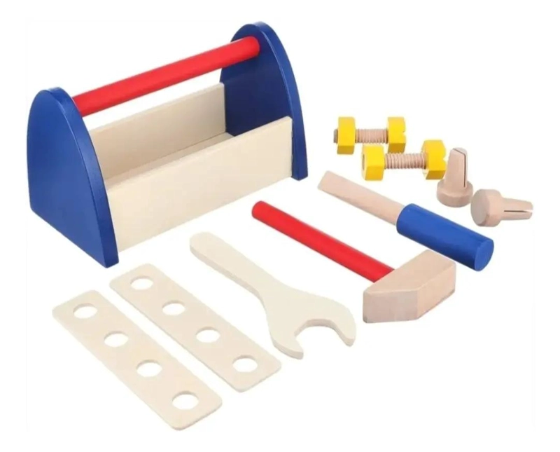 CAJA DE HERRAMIENTAS DIDACTICA DE MADERA PARA NIÑOS - 4