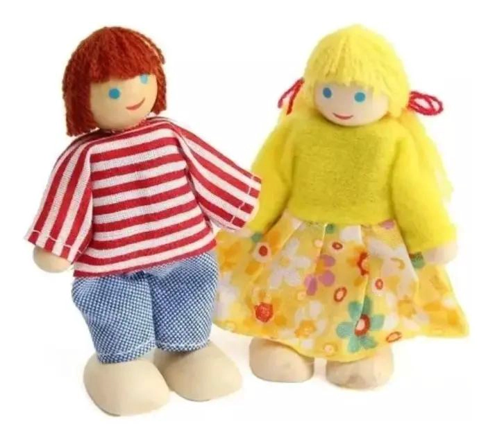 MUÑECOS DE MADERA PARA CASA DE MUÑECAS CON FAMILIA COMPLETA - 4
