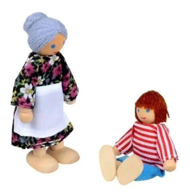 MUÑECOS DE MADERA PARA CASA DE MUÑECAS CON FAMILIA COMPLETA - 6