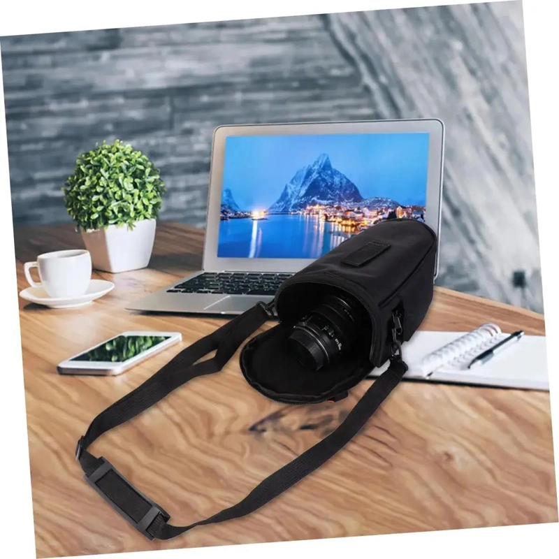 BOLSO ACOLCHADO NEGRO PARA CAMARA DSLR CON CORREA AJUSTABLE - 6