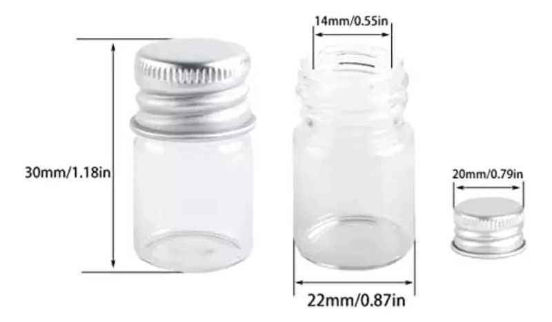 48 MINI BOTELLITAS DE VIDRIO CON TAPA ROSCA PARA RECUERDOS - 4