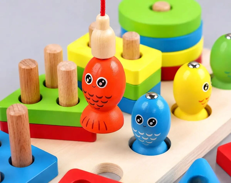 JUGUETE EDUCATIVO DE PESCA MAGNE TICA Y ENCAJE DE MADERA - 5