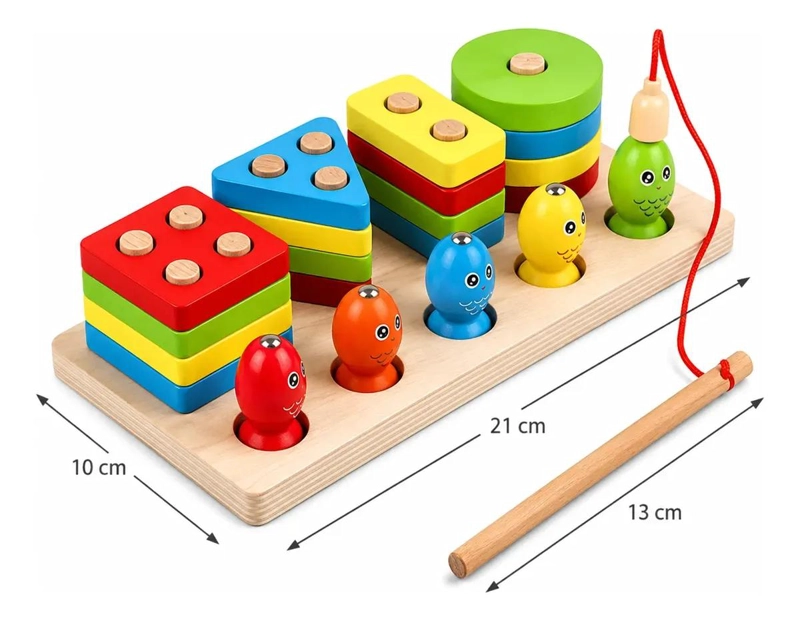 JUGUETE EDUCATIVO DE PESCA MAGNE TICA Y ENCAJE DE MADERA - 6