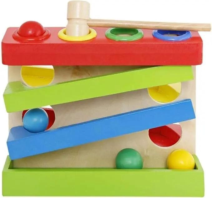 JUGUETE DIDACTICO DE MADERA PARA GOLPEAR TOPE CON MARTILLO - 1