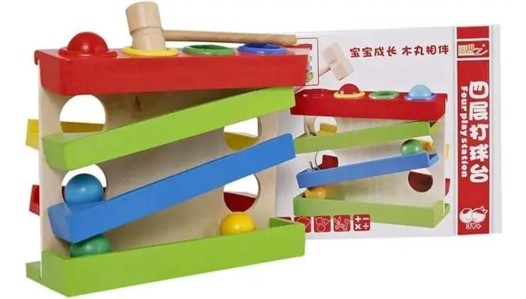 JUGUETE DIDACTICO DE MADERA PARA GOLPEAR TOPE CON MARTILLO - 3