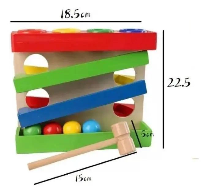 JUGUETE DIDACTICO DE MADERA PARA GOLPEAR TOPE CON MARTILLO - 4
