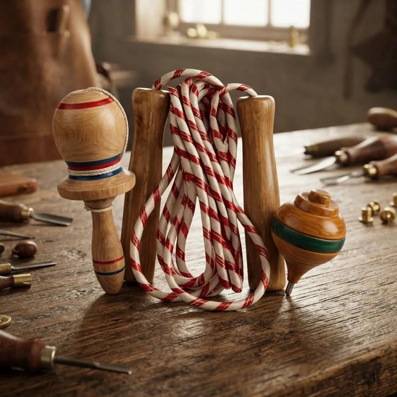 PACK DE JUEGOS TRADICIONALES: TROMPO, EMBOQUE Y CUERDA - 2