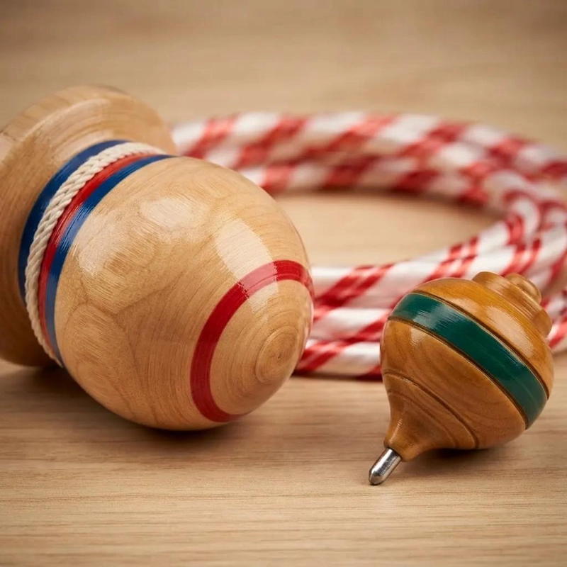 PACK DE JUEGOS TRADICIONALES: TROMPO, EMBOQUE Y CUERDA - 4
