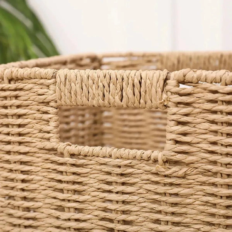 CESTA ORGANIZADOR DECORATIVA PLEGABLE DE MIMBRE NATURAL - 2