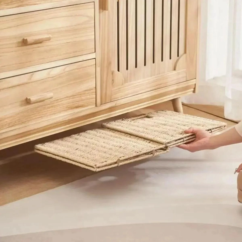 CESTA ORGANIZADOR DECORATIVA PLEGABLE DE MIMBRE NATURAL - 4