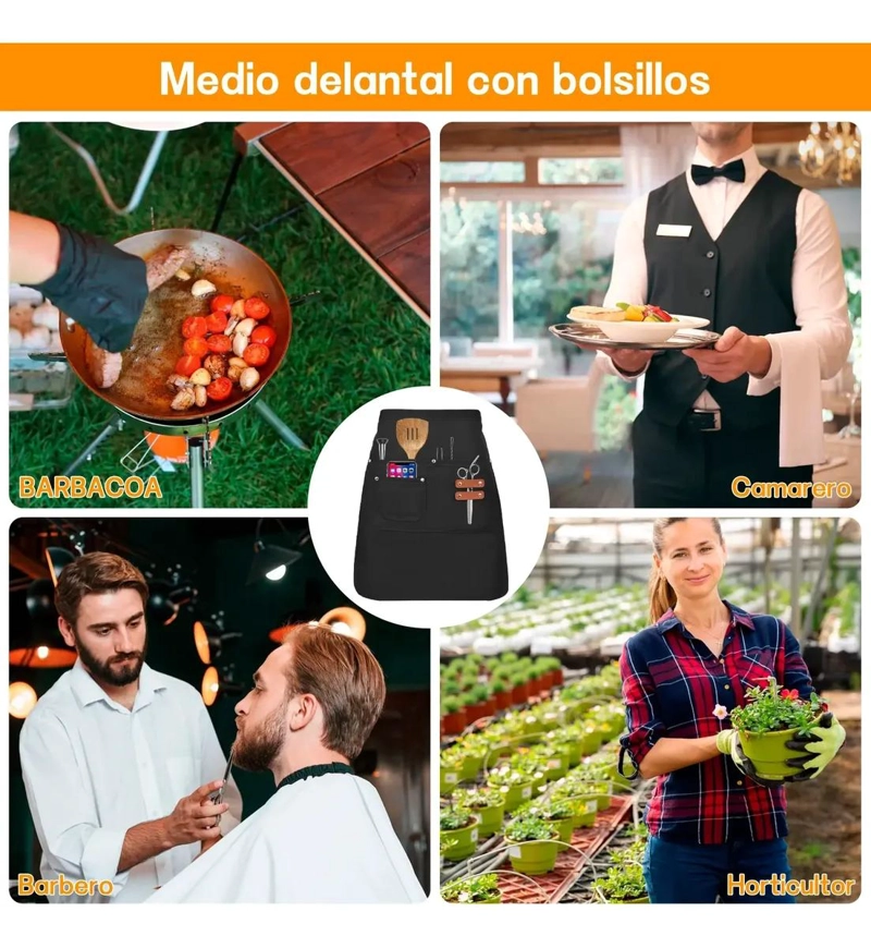 PACK DE 2 DELANTALES CORTOS IMPERMEABLES Y AJUSTABLES - 10