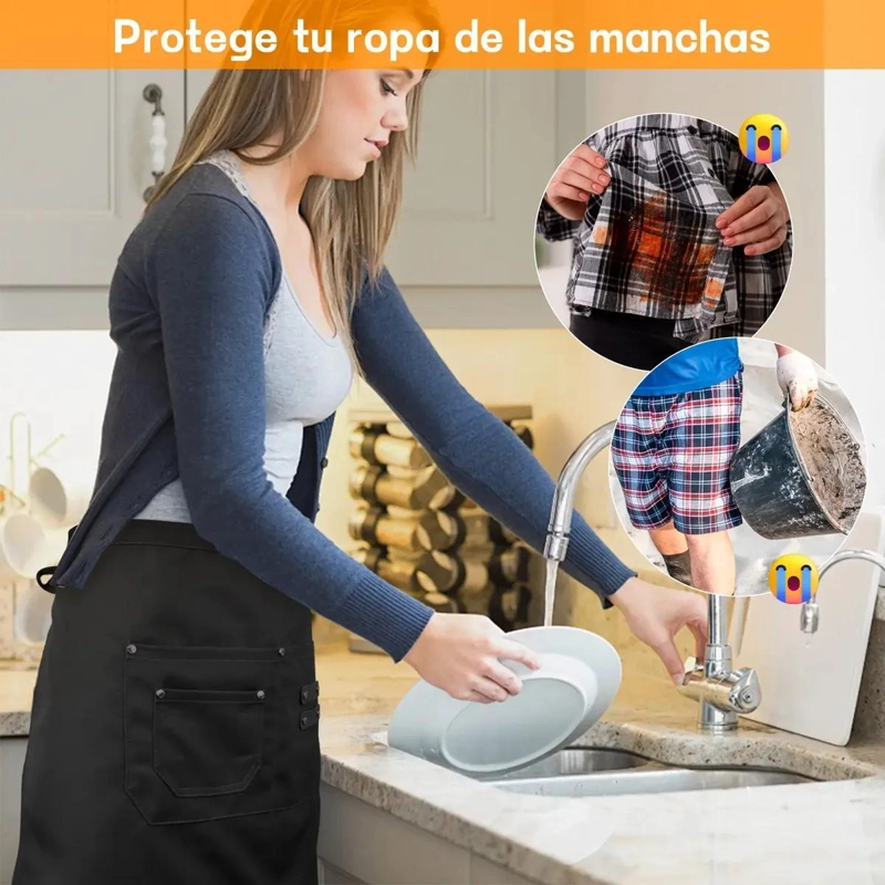 PACK DE 2 DELANTALES CORTOS IMPERMEABLES Y AJUSTABLES - 5