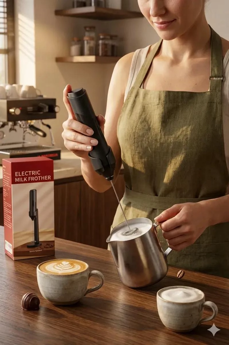 BATIDOR ESPUMADOR ELE CTRICO PORTATIL CON SOPORTE PARA LECHE - 2