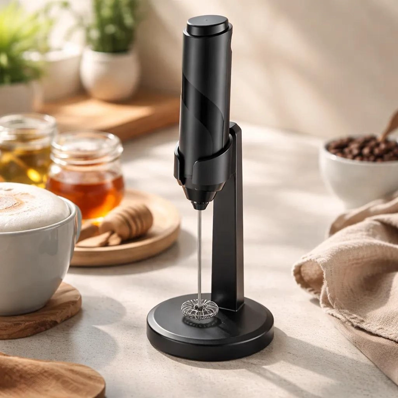 BATIDOR ESPUMADOR ELE CTRICO PORTATIL CON SOPORTE PARA LECHE - 3