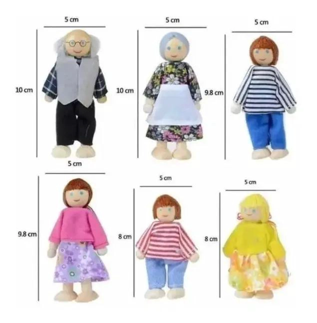 MUÑECOS DE MADERA PARA CASA DE MUÑECA CON 6 PIEZAS - 3