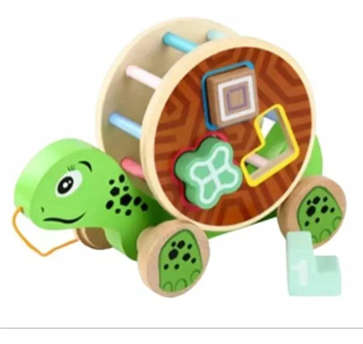 JUGUETE DE ARRASTRE TORTUGA DE MADERA PARA MOTRICIDAD - 1