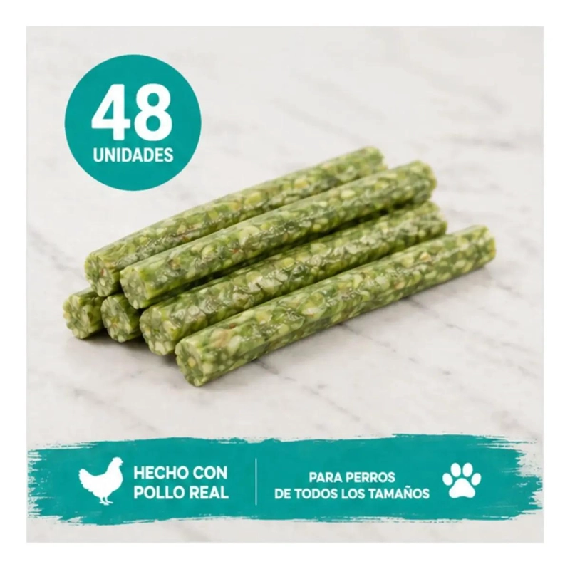 SNACK DENTAL PARA PERROS 48 UNIDADES BASTONES MASTICABLES - 1