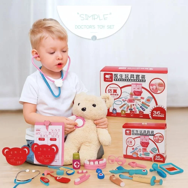 KIT DIDACTICO INFANTIL DE DENTISTA EN MADERA CON 36 PIEZAS - 9