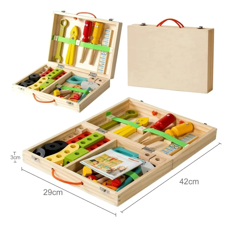 SET DE HERRAMIENTAS DE MADERA PARA NIÑOS JUGUETE EDUCATIVO - 2