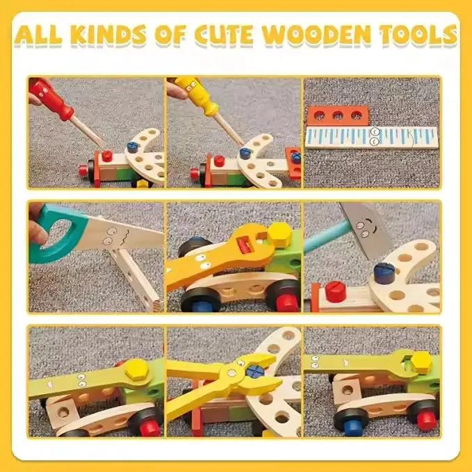 SET DE HERRAMIENTAS DE MADERA PARA NIÑOS JUGUETE EDUCATIVO - 3