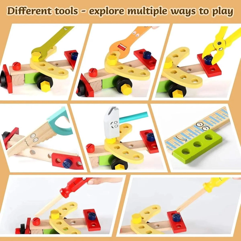 SET DE HERRAMIENTAS DE MADERA PARA NIÑOS JUGUETE EDUCATIVO - 6