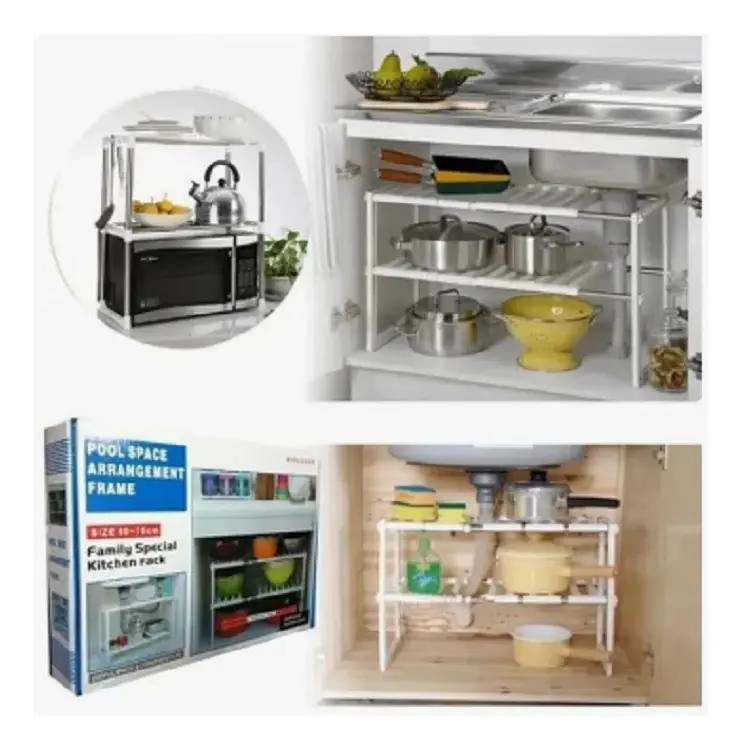 ESTANTE ORGANIZADOR MULTIUSO AJUSTABLE PARA COCINA 50-70 CM - 6