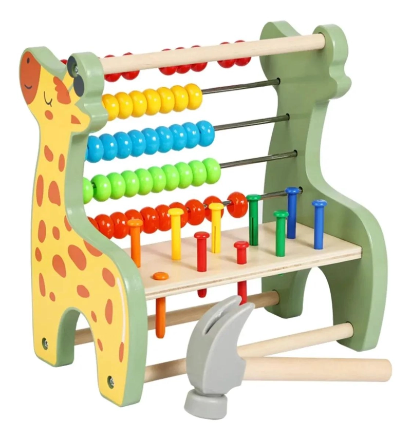 JUGUETE DIDACTICO DE MADERA JIRAFA AMARILLA PARA APRENDER MATEMATICAS - 1