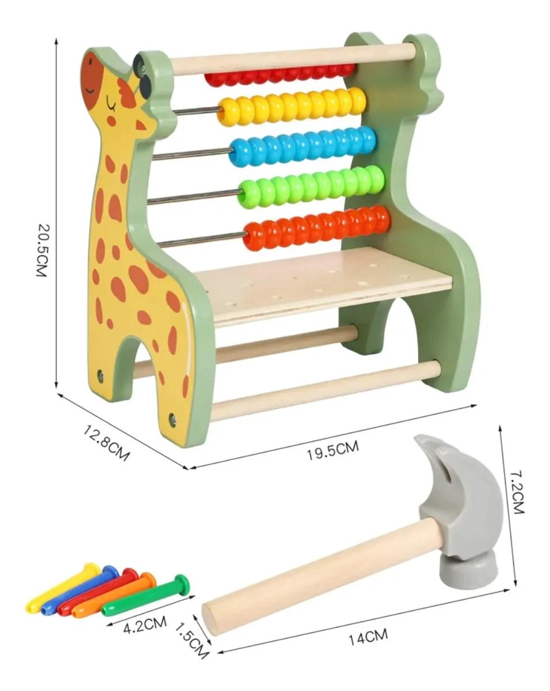 JUGUETE DIDACTICO DE MADERA JIRAFA AMARILLA PARA APRENDER MATEMATICAS - 6