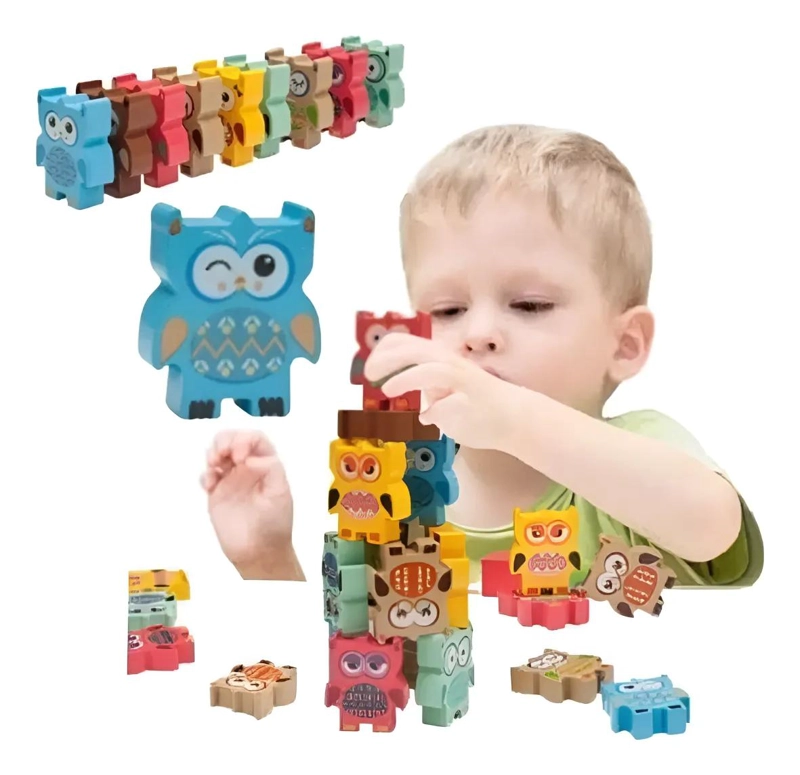 JUGUETE DE MADERA BUHO PARA JUEGO DE EQUILIBRIO INFANTIL - 1