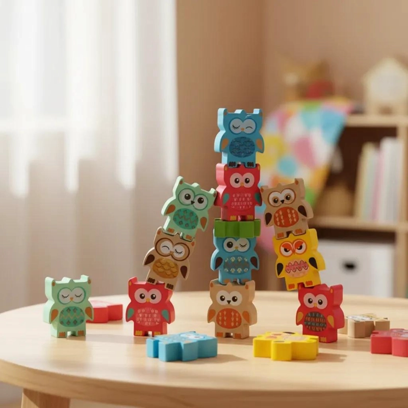 JUGUETE DE MADERA BUHO PARA JUEGO DE EQUILIBRIO INFANTIL - 3