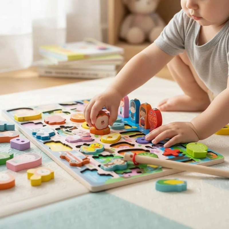 SET DIDACTICO DE MADERA CON NUMEROS Y JUEGO DE PESCA - 1