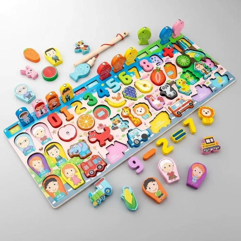 SET DIDACTICO DE MADERA CON NUMEROS Y JUEGO DE PESCA - 3