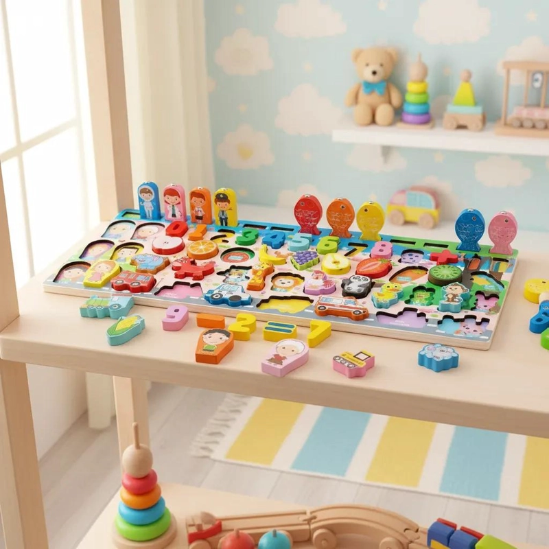 SET DIDACTICO DE MADERA CON NUMEROS Y JUEGO DE PESCA - 4