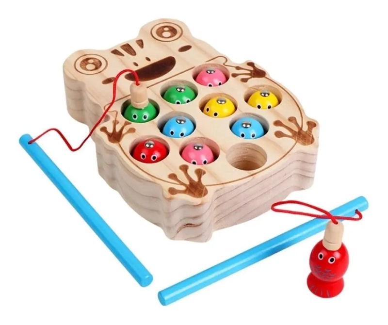 JUEGO DE PESCA MAGNE TICO DE MADERA PARA NIÑOS - 1
